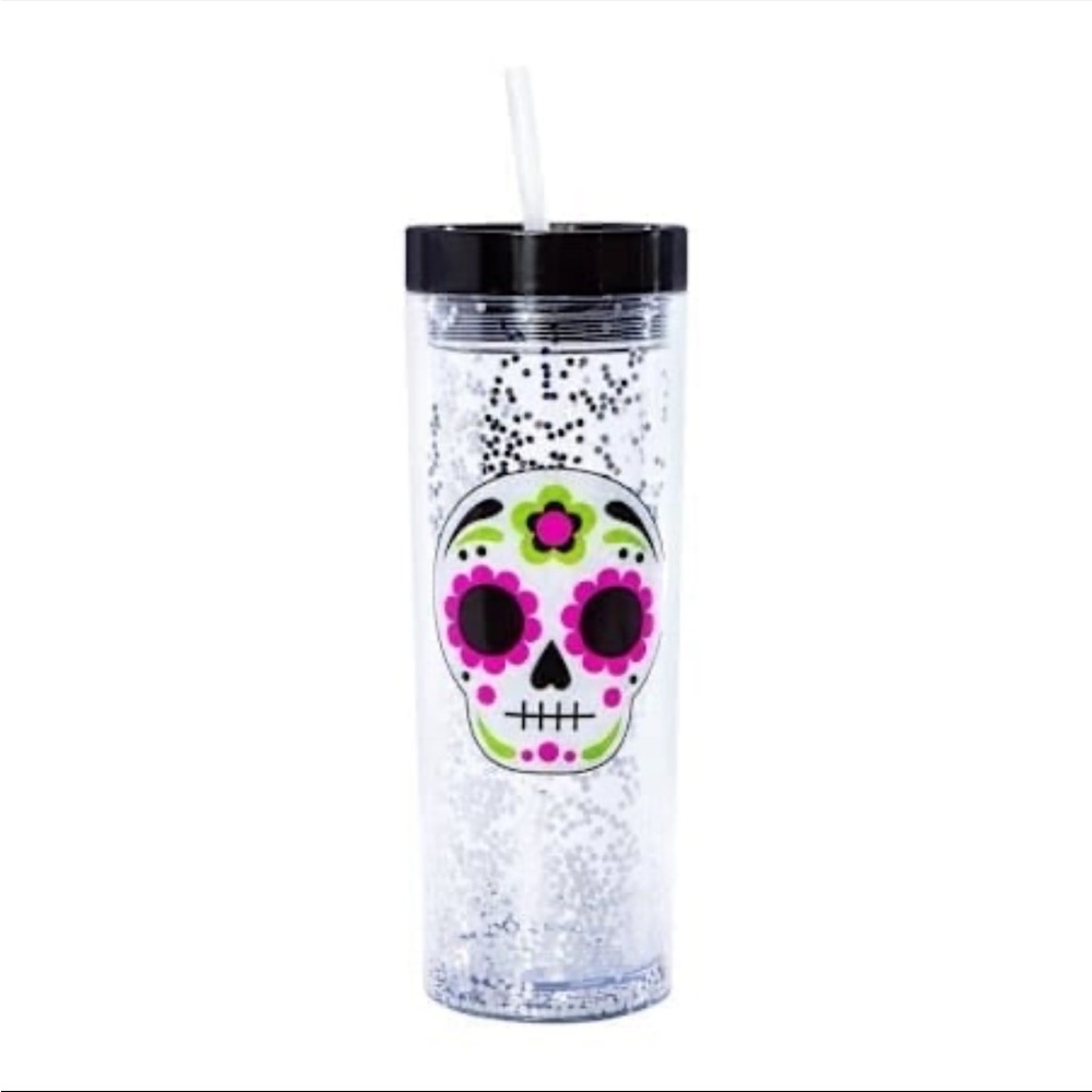 ☠️ GLITTER SKULL CUP & STRAW ☠️